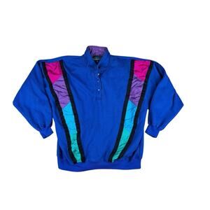 Sports Accent Vintage Sweatshirt Multicolor Womens Medium Nylon Color Block